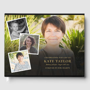 Photo Collage Memorial Funeral  Guest Book