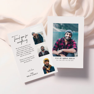 Photo Collage Memorial Thank You Card