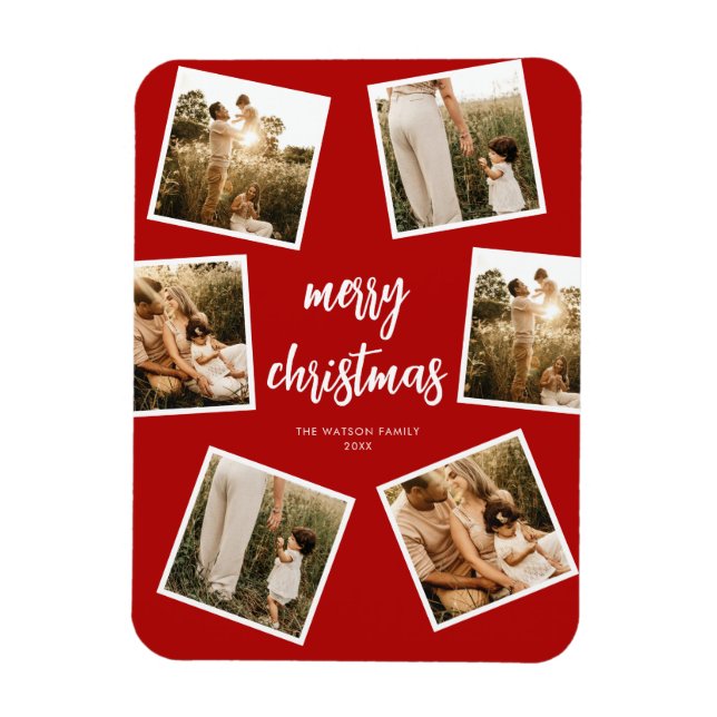 Photo Collage Merry Christmas Magnet (Vertical)