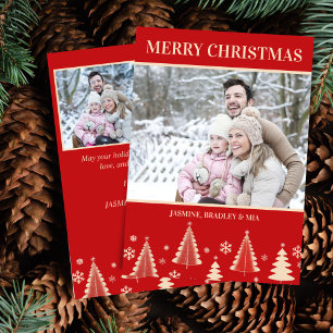 Photo collage Merry Christmas red retro Holiday Card