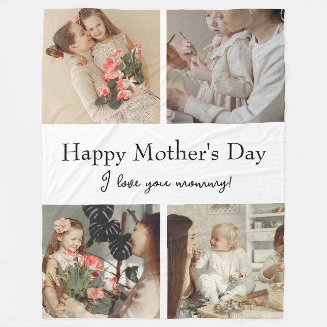 Photo Collage & Message - Personalised Gift |  Fleece Blanket (Front)