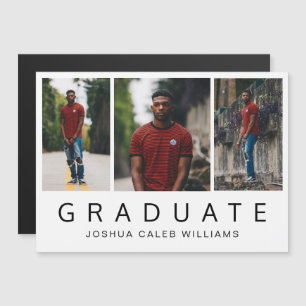 Photo Collage Minimalist Guy Graduation Magnetic Invitation