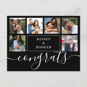 Photo Collage Modern Congrats Black and White Post Postcard