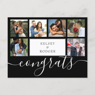 Photo Collage Modern Congrats Black and White Postcard