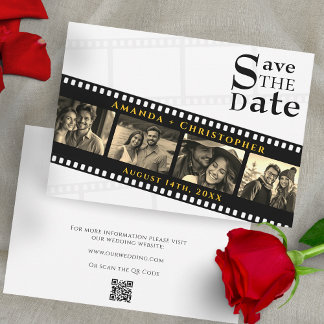 Photo Collage Modern Filmstrip Wedding Save The Date