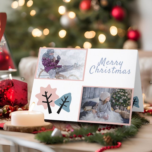 Photo Collage Modern Merry Christmas Family Holiday Card (Creator Uploaded)