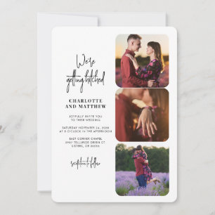 Photo Collage Modern Script Wedding Invitation