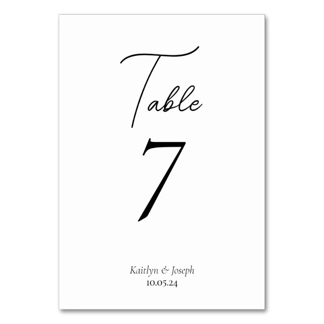 Photo Collage Modern Script Wedding Table Number (Front)