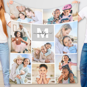 Photo Collage Monogram Fleece Blanket