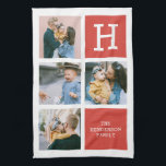 Photo Collage Monogram Modern Kitchen Towel<br><div class="desc">Modern photo collage with your monogram and name.</div>