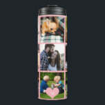 Photo collage monogram personalised modern blush thermal tumbler<br><div class="desc">Add 9 family, kids, pets or best friends photos and create your own beautiful collage grid thermal tumbler with your monogram name initial inside a light pink heart. Easy to personalise with your custom square images and letter. It can be a nice thoughtful keepsake gift for a family member, friend,...</div>