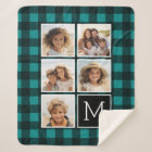 Photo Collage - Monogram Teal Black Buffalo Plaid