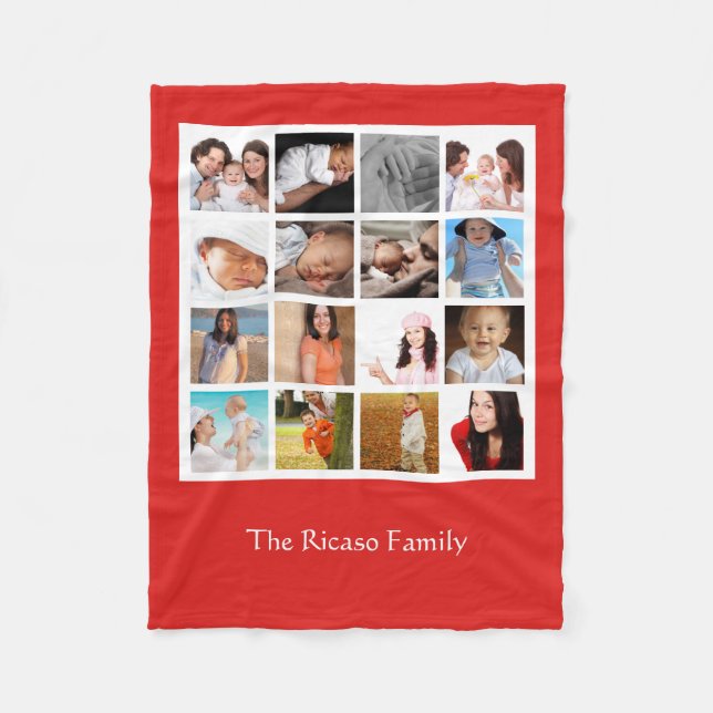 Photo Collage Mosaic Personalised Fleece Blanket (Front)