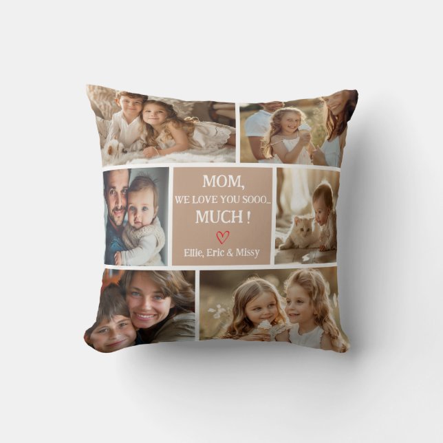 Photo Collage Mother's Day Pillow Create Your Own (Front)