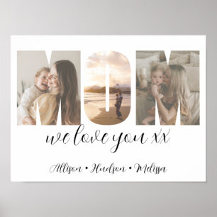 Photo Collage Mum Mothers day Gift With Kids Names Poster