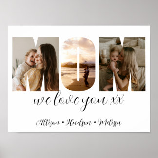Photo Collage Mum Mothers day Gift With Kids Names Poster