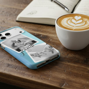 Photo Collage Name Cool Blue Watercolour Case-Mate