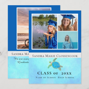 Photo Collage Nautical  Blue Starfish graduate Ann Announcement