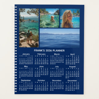 Photo Collage Navy and White 2026 Calendar Planner