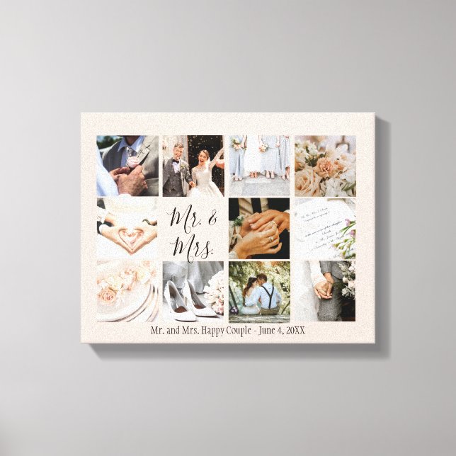 Photo Collage Newlyweds Create Your Own Modern  Canvas Print (Front)