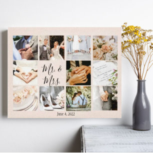Photo Collage Newlyweds Create Your Own Modern  Canvas Print