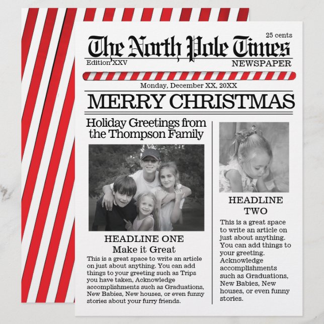 Photo Collage North Pole Santa Christmas Fun Custom Letterhead (Front/Back)