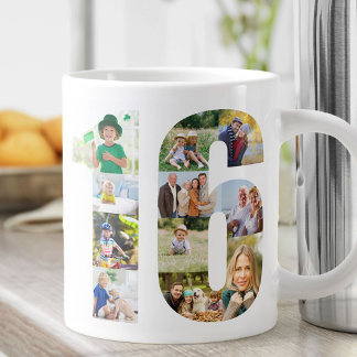 Photo Collage Number 16 - 16th Birthday Large Coffee Mug