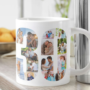 Photo Collage Number 30 - 30th Birthday Large Coffee Mug
