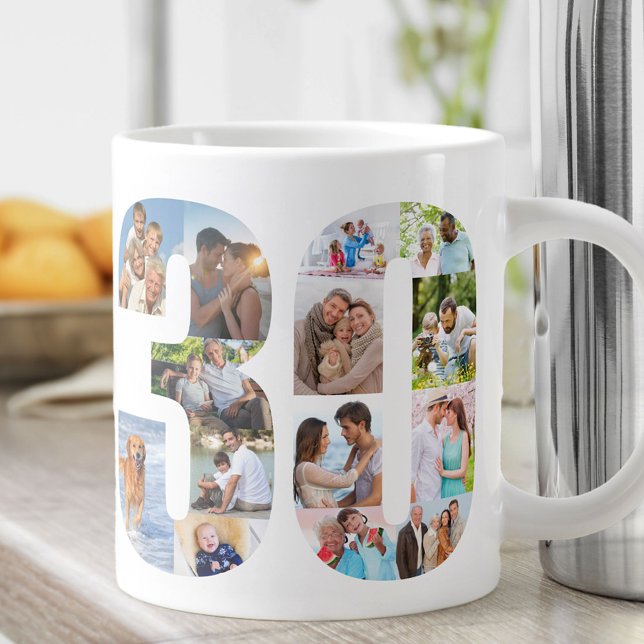 Photo Collage Number 30 - 30th Birthday Large Coffee Mug (Creator Uploaded)