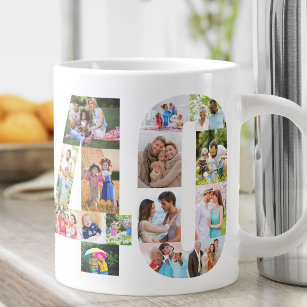 Photo Collage Number 40 - 40th Birthday Large Coffee Mug