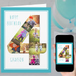 Photo Collage Number 4 Boy's 4th Birthday Card<br><div class="desc">Unique and personalised 4th birthday photo card for a little boy. The photo template is set up for you to add your favourite pictures to this number 4 photo collage plus an extra special photo inside. You can also add his name to the front and customise the birthday greeting inside....</div>