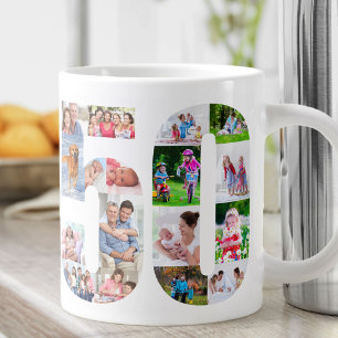 Photo Collage Number 50 - 50th Birthday Large Coffee Mug