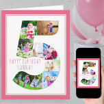 Photo Collage Number 5 Girl's 5th Birthday Card<br><div class="desc">Unique and personalised 5th birthday photo card for a little girl. The photo template is set up for you to add your favourite pictures to this number 5 photo collage plus an extra special photo inside. You can also add her name to the front and customise the birthday greeting inside....</div>
