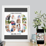 Photo Collage Number 60 Personalised 60th Birthday Poster<br><div class="desc">Custom Poster with number 60 photo collage - perfect for a unique 60th birthday gift. The poster is white with dark grey borders and typography. The photo collage holds up to 15 of your current favourite family photos or create your own timeline of the last 60 years. The template is...</div>