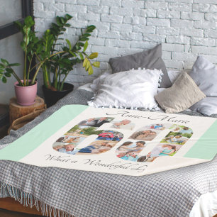 Photo Collage Number 60 Shape Mint 60th Birthday Sherpa Blanket