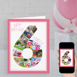 Photo Collage Number 6 Girl's 6th Birthday Card<br><div class="desc">Unique and personalised 6th birthday photo card for a little girl. The photo template is set up for you to add your favourite pictures to this number 6 photo collage plus an extra special photo inside. You can also add her name to the front and customise the birthday greeting inside....</div>