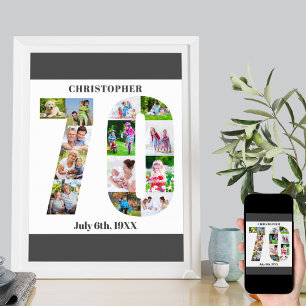 Photo Collage Number 70 Personalised 70th Birthday Poster