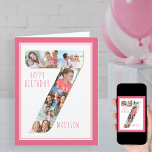 Photo Collage Number 7 Girl's 7th Birthday Card<br><div class="desc">Unique and personalised 7th birthday photo card for a young girl. The photo template is set up for you to add your favourite pictures to this number 7 photo collage plus an extra special photo inside. You can also add her name to the front and customise the birthday greeting inside....</div>