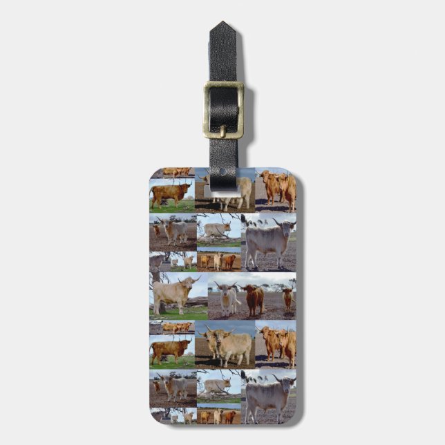 Photo Collage Of Highland Cows, Luggage Tag (Front Vertical)