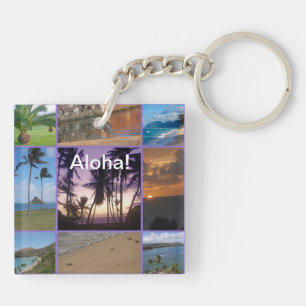 Photo Collage of Oahu, Hawaii Key Ring