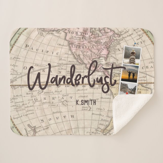 Photo Collage of Travel Memories. Wanderlust. Sherpa Blanket (Front (Horizontal))