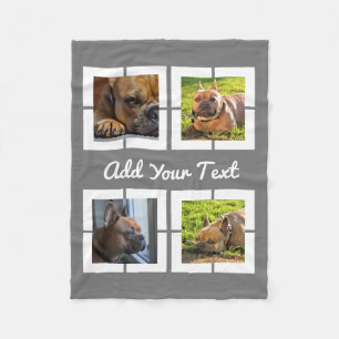 photo collage on grey  add your name or text  fleece blanket