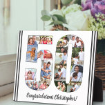 Photo Collage Outlined Number 50 Birthday Plaque<br><div class="desc">50th Birthday Plaque - personalised with a photo collage of your favourite photos and custom text. The photo template is set up ready for you to add your photos, which will be displayed in the shape of a number 50, outlined with a fine black line. The wording, which currently reads...</div>