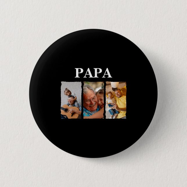 Photo Collage Papa D Gift  6 Cm Round Badge (Front)