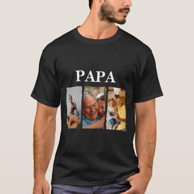 Photo Collage Papa D Gift  T-Shirt (Front)