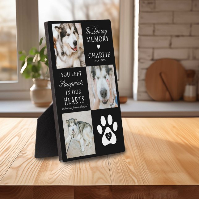 Photo Collage 'Pawprints in Our Hearts' Pet Loss Plaque (Creator Uploaded)
