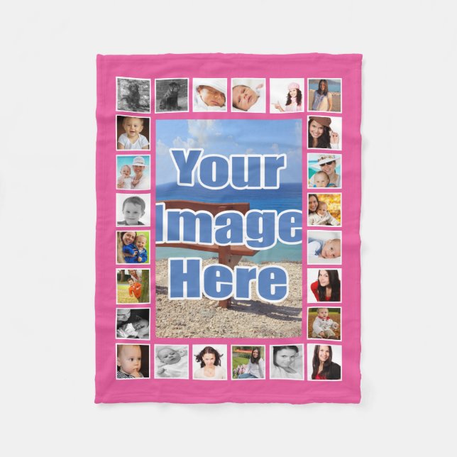 Photo Collage  Personalised 25 Photo DIY Custom Fleece Blanket (Front)