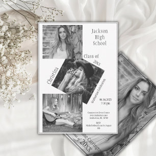 Photo Collage Personalised 4 Photo Graduation Announcement