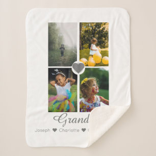 Photo Collage Personalised 4 Photos With Heart Sherpa Blanket