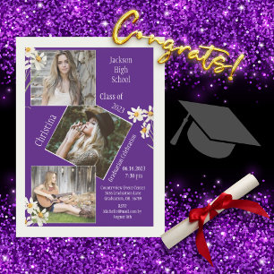 Photo Collage Personalised 4 Pictures Purple Announcement